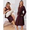 Ekouaer Nursing Gown and Robe Set Labor Delivery Nightgown Hospital Dress(Maroon)