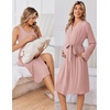 Ekouaer Nursing Gown and Robe Set Labor Delivery Nightgown Hospital Dress(Mauve)