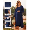 Ekouaer Nursing Gown and Robe Set Labor Delivery Nightgown Hospital Dress(Navy Blue)