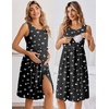 Ekouaer Nursing Gown and Robe Set Labor Delivery Nightgown Hospital Dress(White Flower Black)