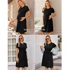 Ekouaer Women’s Maternity Dress Short Sleeve Casual Pregnancy Dresses Rib Knit Crewneck Pregnant Clothes with Belt(Black)