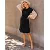 Ekouaer Women’s Maternity Dress Short Sleeve Casual Pregnancy Dresses Rib Knit Crewneck Pregnant Clothes with Belt(Black)