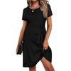 Ekouaer Women’s Maternity Dress Short Sleeve Casual Pregnancy Dresses Rib Knit Crewneck Pregnant Clothes with Belt(Black)