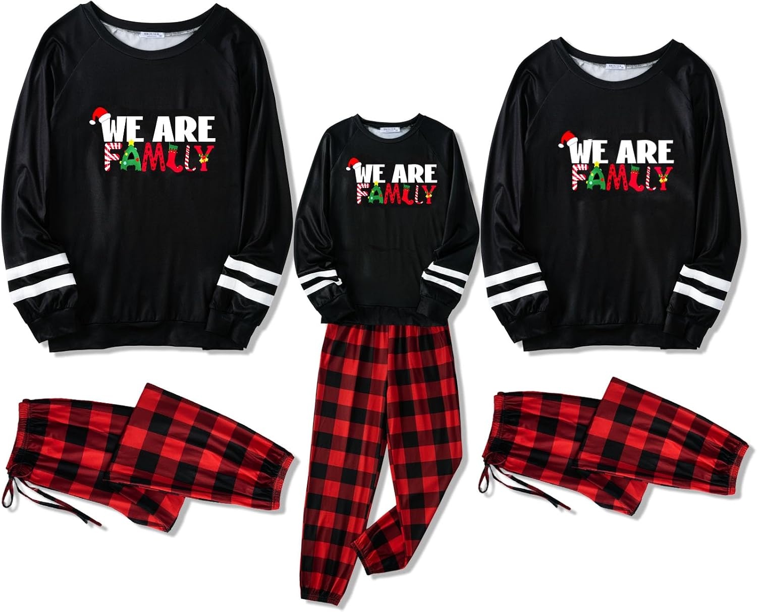 image:imageEkouaer Family Christmas Pajamas Matching Sets Cute Long Sleeve Couple PjsBlack Red Plaid
