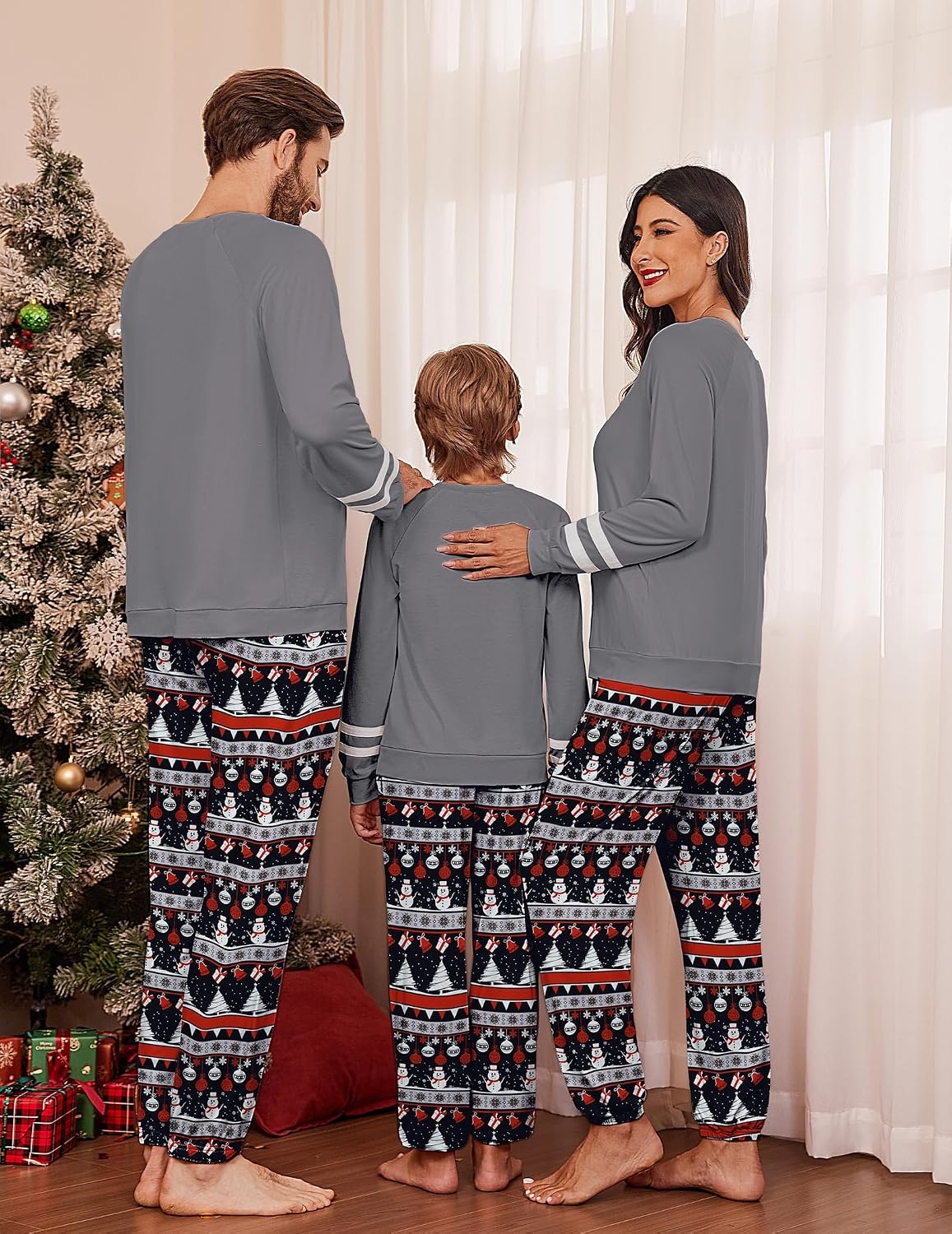 image:imageEkouaer Family Christmas Pajamas Matching Sets Cute Long Sleeve Couple PjsGraychristmas Tree