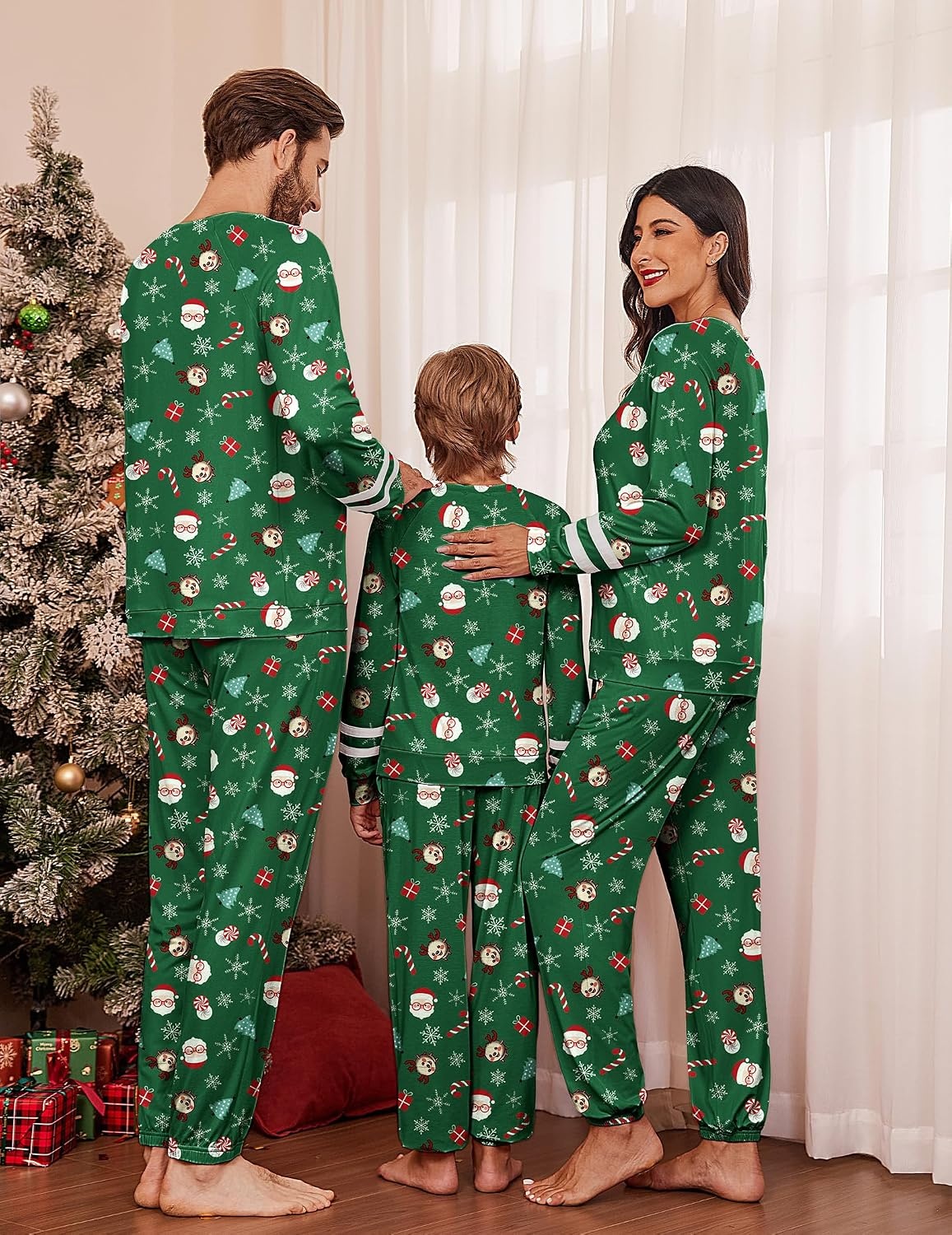 image:imageEkouaer Family Christmas Pajamas Matching Sets Cute Long Sleeve Couple PjsGreenchristmas