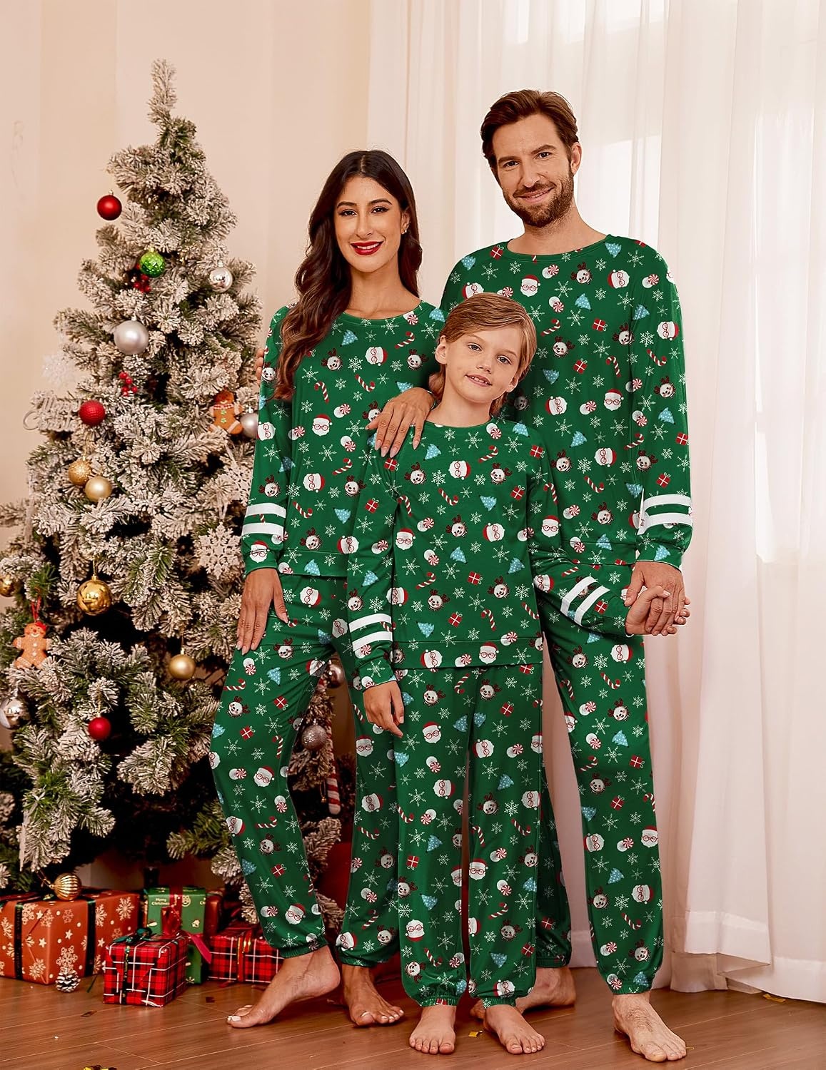 image:imageEkouaer Family Christmas Pajamas Matching Sets Cute Long Sleeve Couple PjsGreenchristmas
