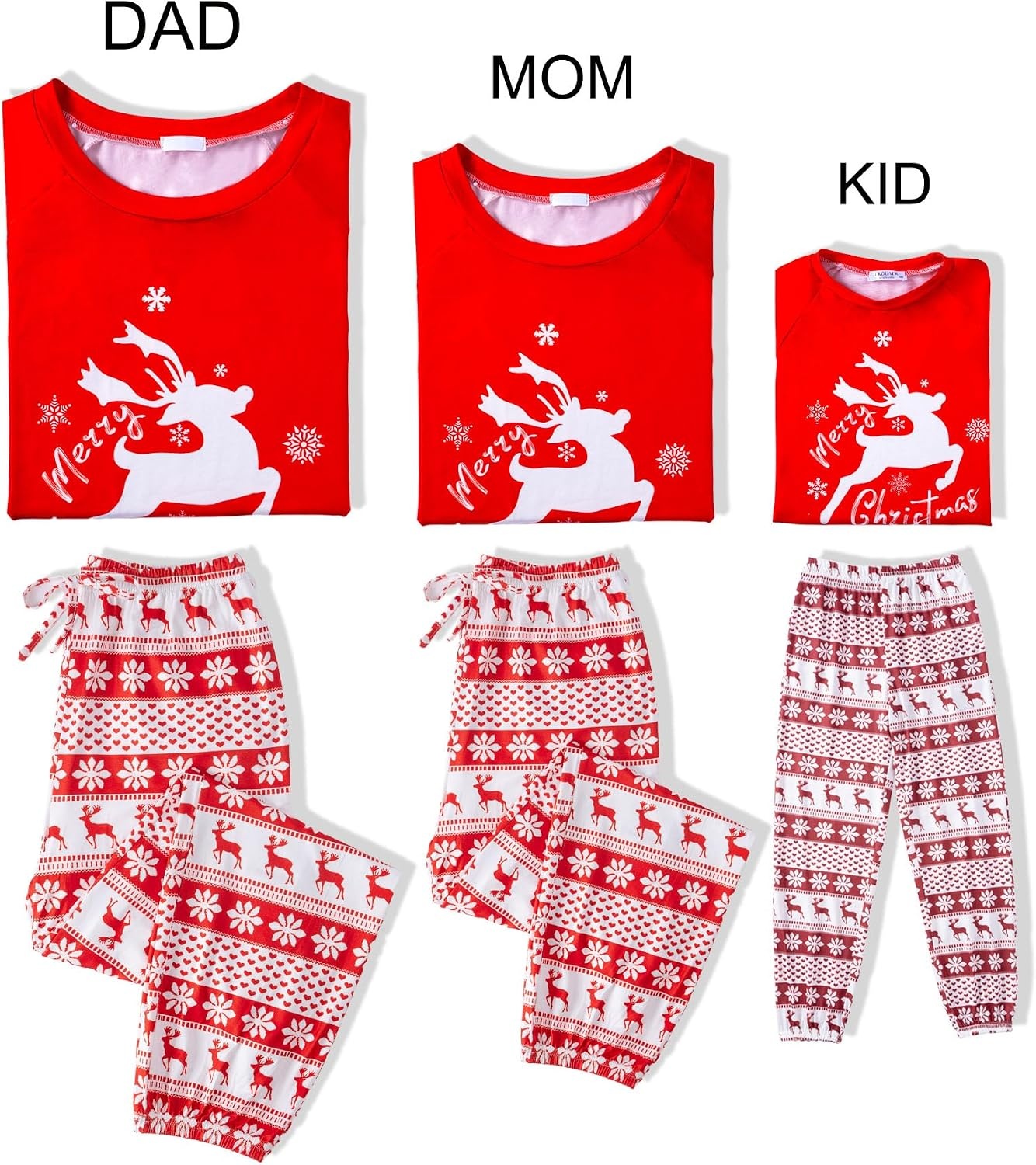 image:imageEkouaer Family Christmas Pajamas Matching Sets Cute Long Sleeve Couple PjsRed Whiteelk