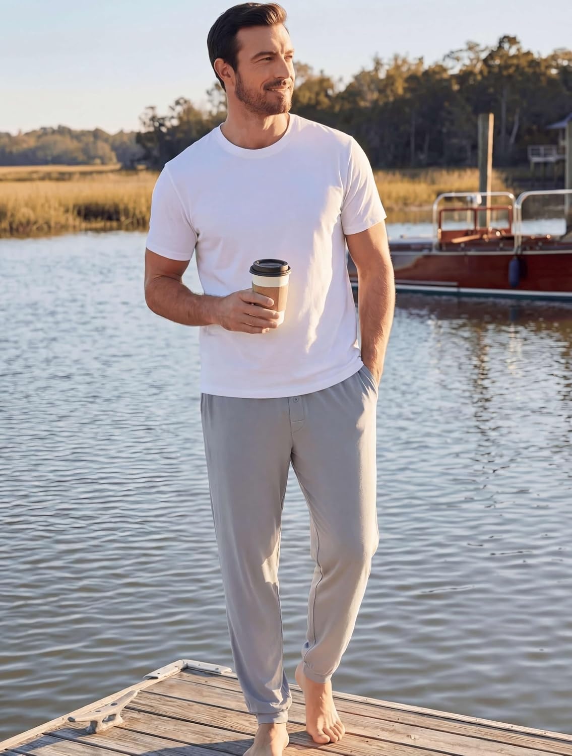 image:imageEkouaer Mens Pajama Pants Jogger Comfy Loungewear with Pockets Drawstring2 Packblacklight Grey