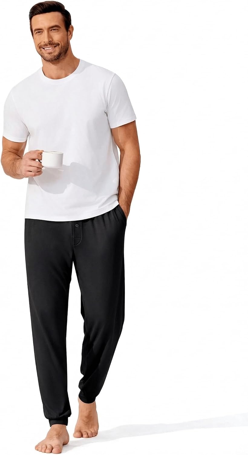 image:imageEkouaer Mens Pajama Pants Jogger Comfy Loungewear with Pockets Drawstring2 Packblacklight Grey