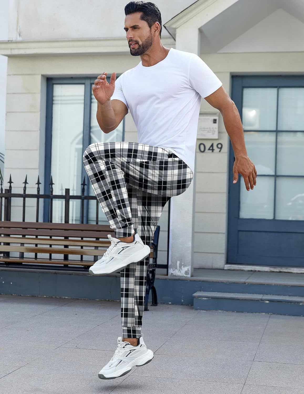 image:imageEkouaer Mens Pajama Pants Jogger Comfy Loungewear with Pockets DrawstringBlack Plaid