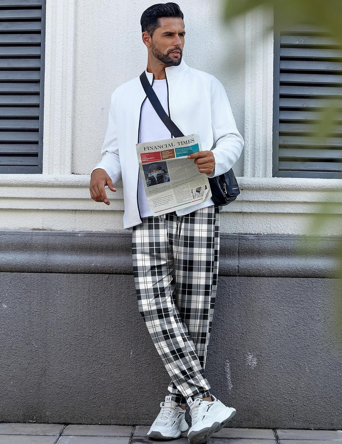 image:imageEkouaer Mens Pajama Pants Jogger Comfy Loungewear with Pockets DrawstringBlack Plaid