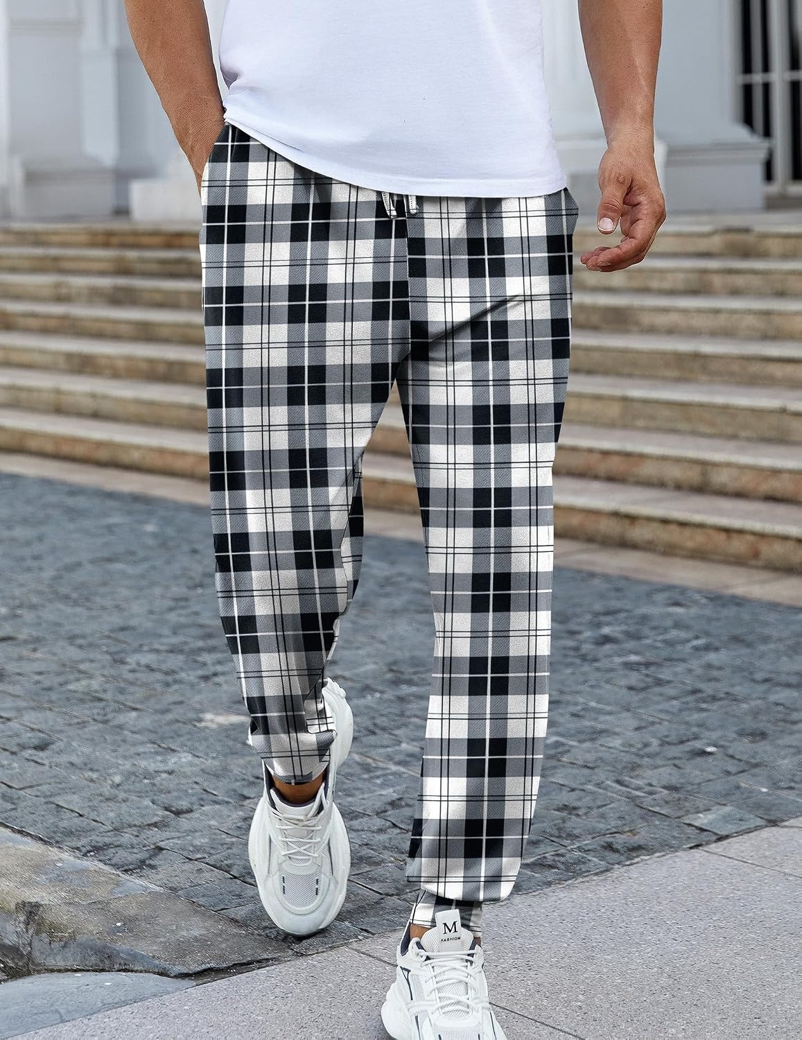 image:imageEkouaer Mens Pajama Pants Jogger Comfy Loungewear with Pockets DrawstringBlack Plaid
