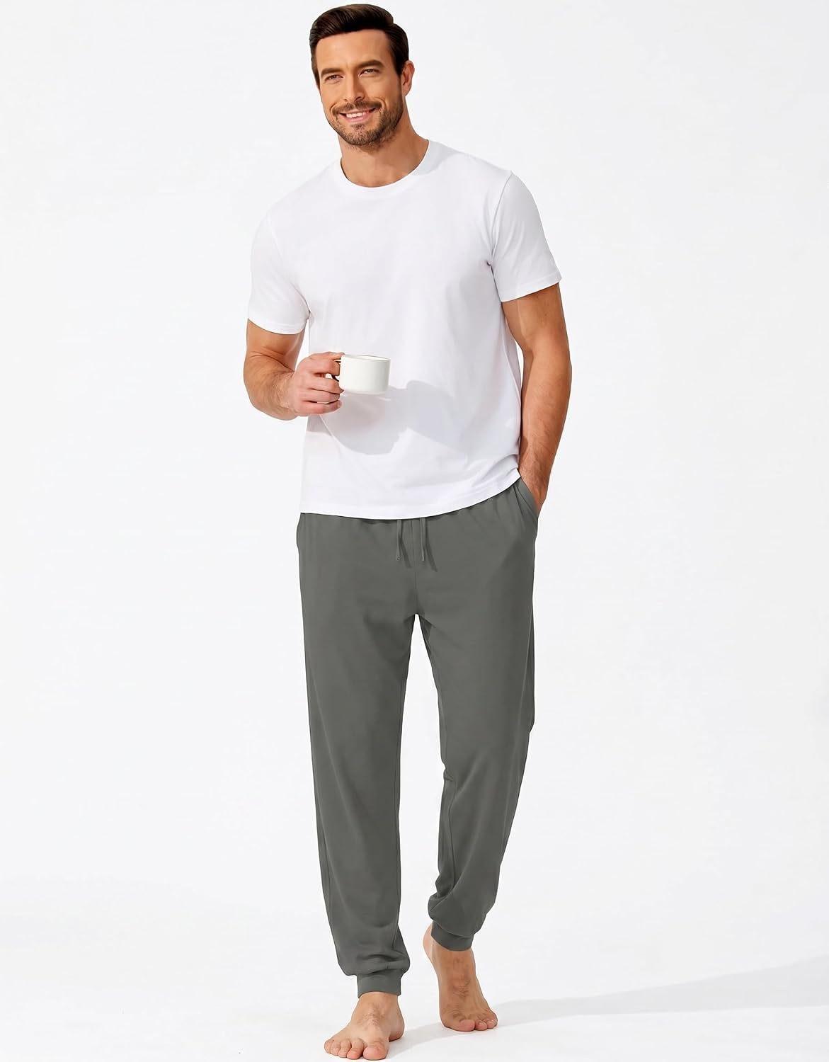 image:imageEkouaer Mens Pajama Pants Jogger Comfy Loungewear with Pockets DrawstringDark Grey