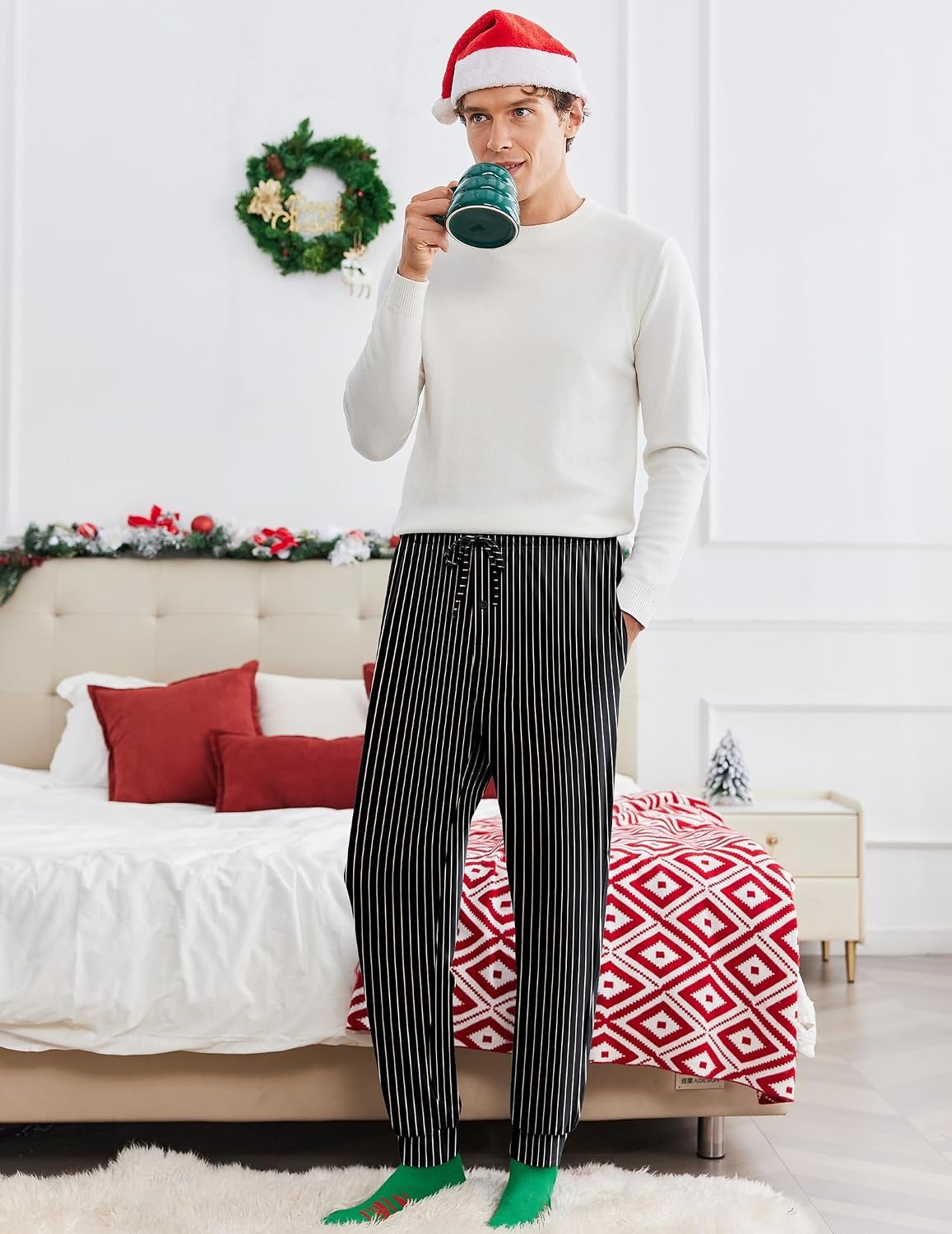 image:imageEkouaer Mens Pajama Pants Jogger Comfy Loungewear with Pockets DrawstringGinghamstripe