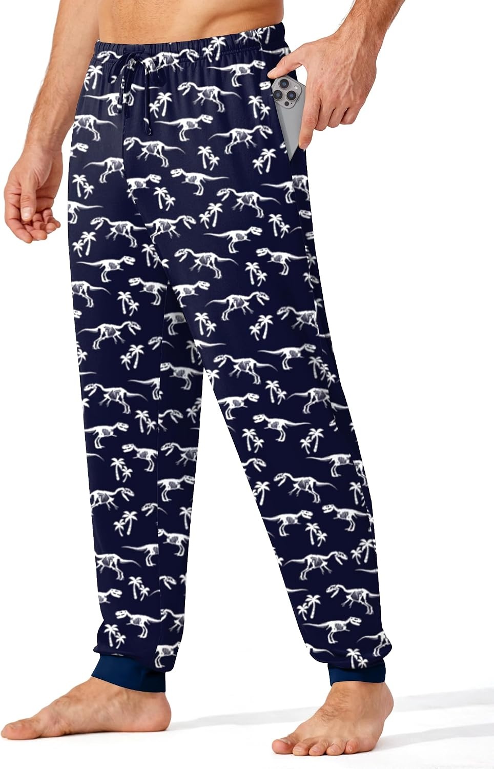 image:imageEkouaer Mens Pajama Pants Jogger Comfy Loungewear with Pockets DrawstringNavy Dinosaur
