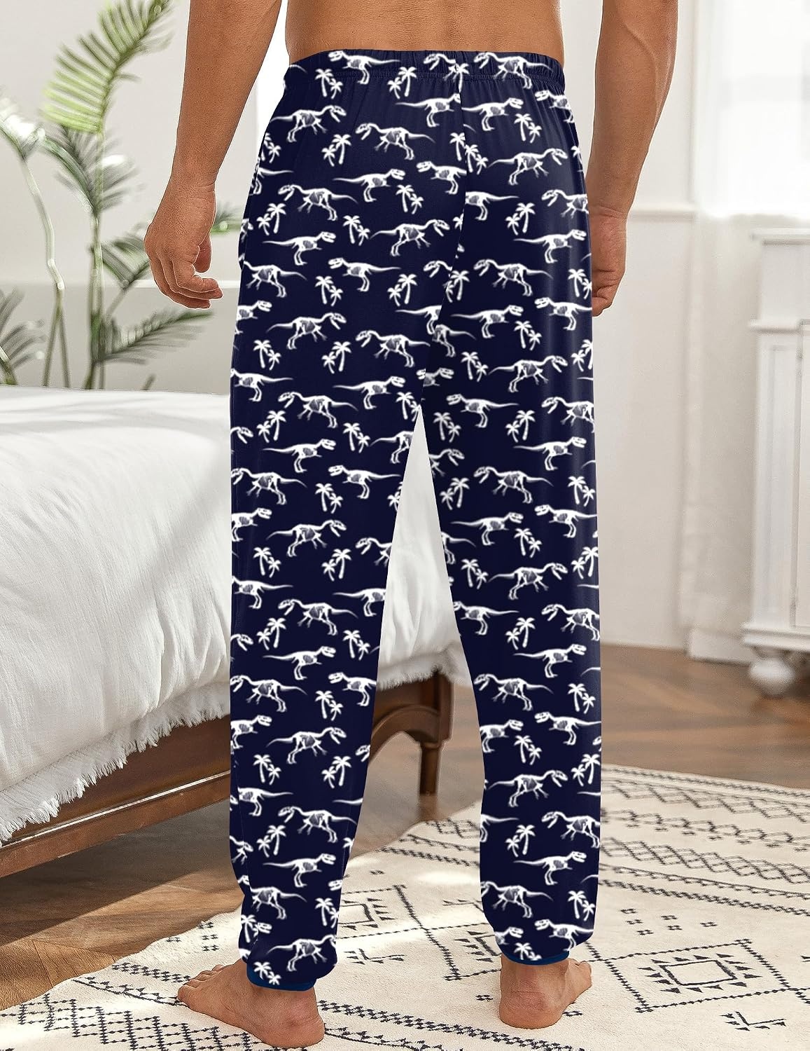 image:imageEkouaer Mens Pajama Pants Jogger Comfy Loungewear with Pockets DrawstringNavy Dinosaur