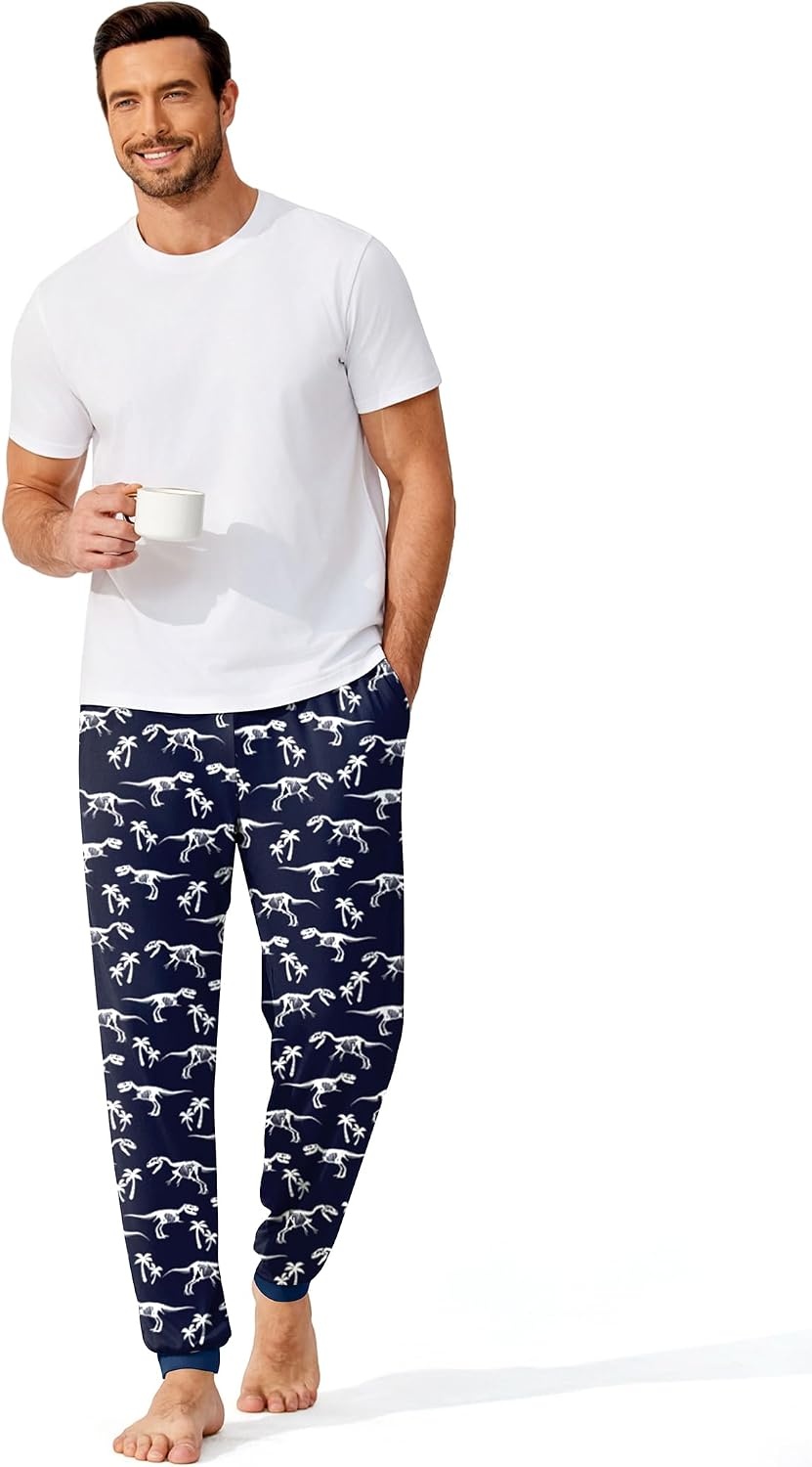 image:imageEkouaer Mens Pajama Pants Jogger Comfy Loungewear with Pockets DrawstringNavy Dinosaur