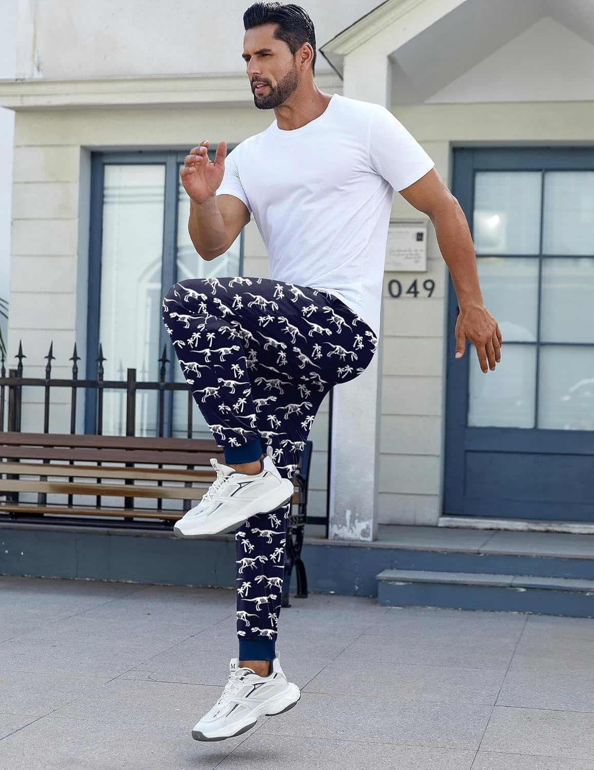 image:imageEkouaer Mens Pajama Pants Jogger Comfy Loungewear with Pockets DrawstringNavy Dinosaur