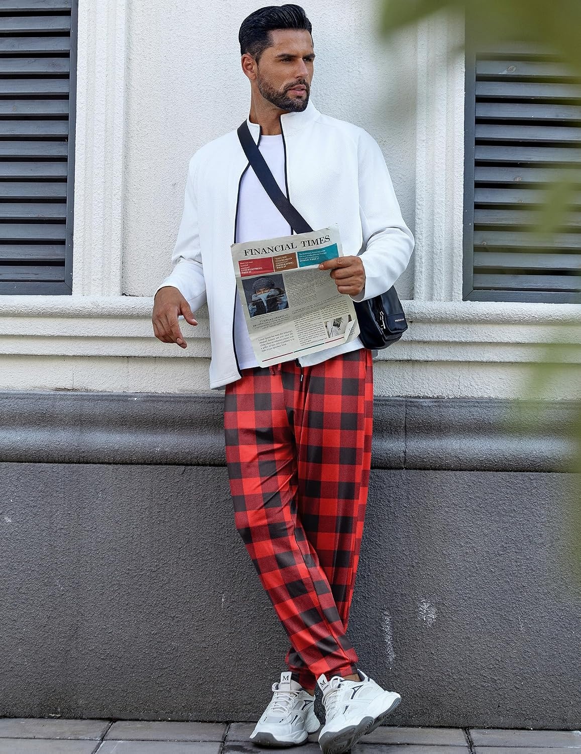 image:imageEkouaer Mens Pajama Pants Jogger Comfy Loungewear with Pockets DrawstringRed Plaid