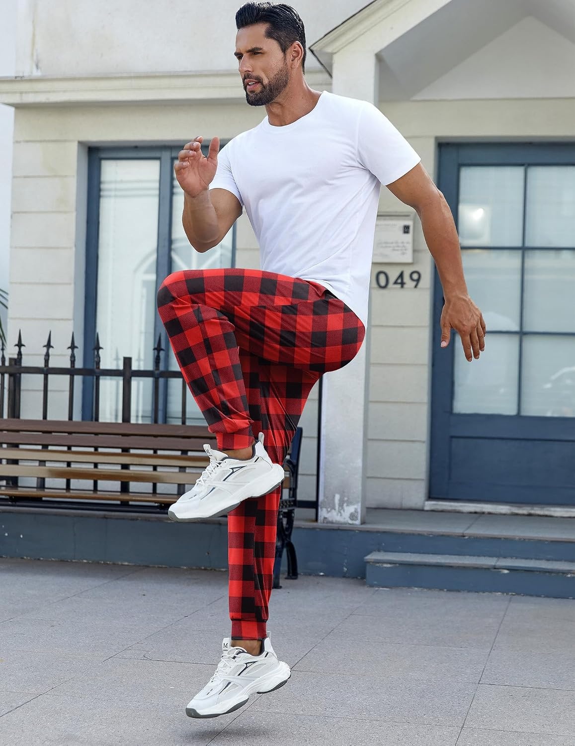image:imageEkouaer Mens Pajama Pants Jogger Comfy Loungewear with Pockets DrawstringRed Plaid