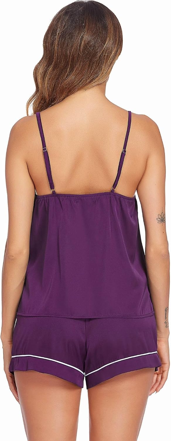image:imageEkouaer Pajamas for Women Set Silk Satin Pjs Sexy Lingerie SleepwearPurple