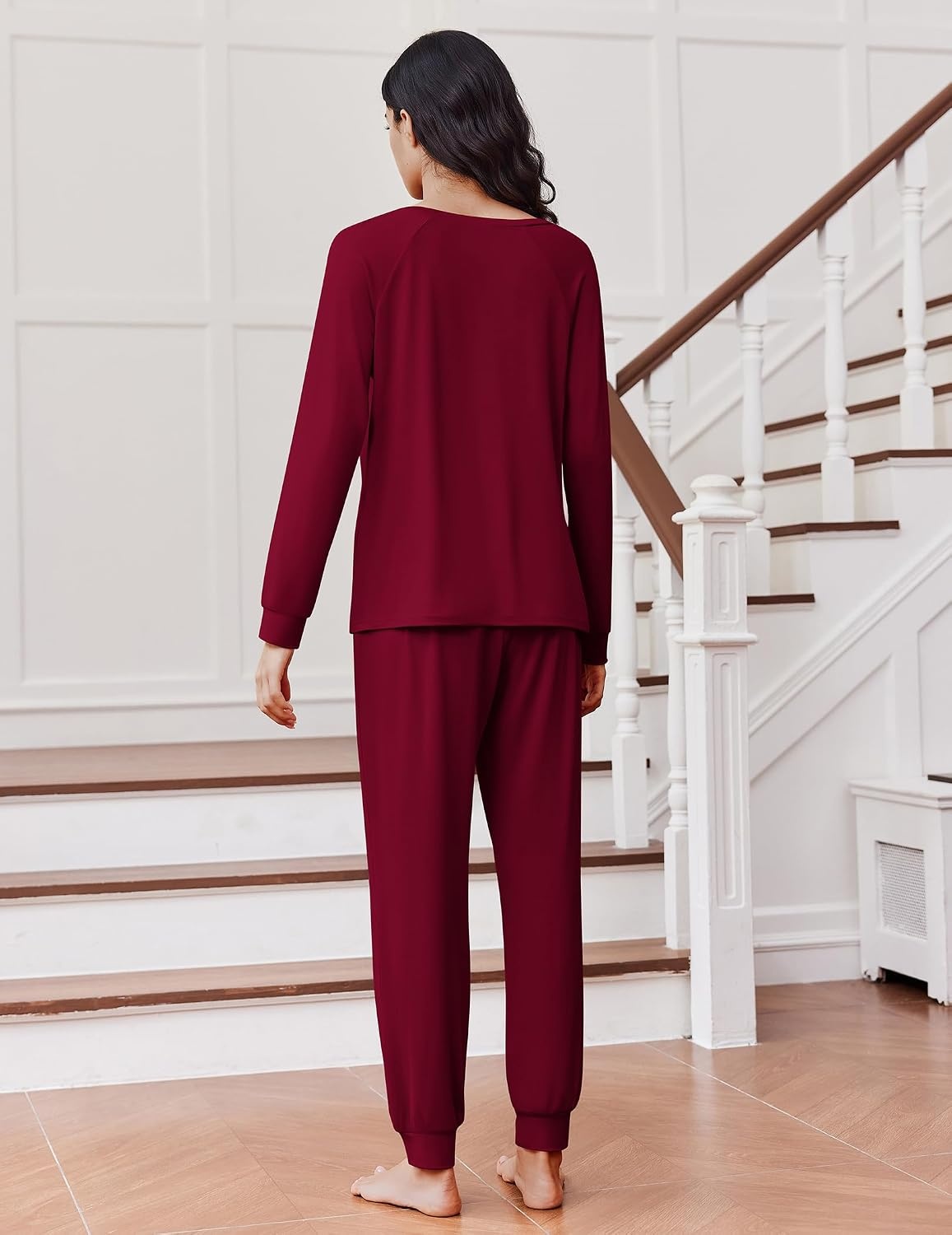 image:imageEkouaer Pajamas for Women Set Soft Lounge Sets 2 Piece Pj Sets with PocketsRed