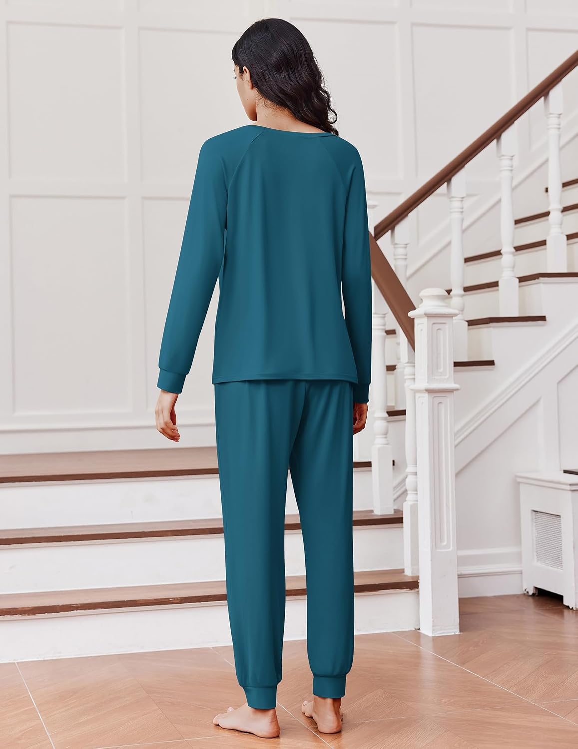 image:imageEkouaer Pajamas for Women Set Soft Lounge Sets 2 Piece Pj Sets with PocketsTeal