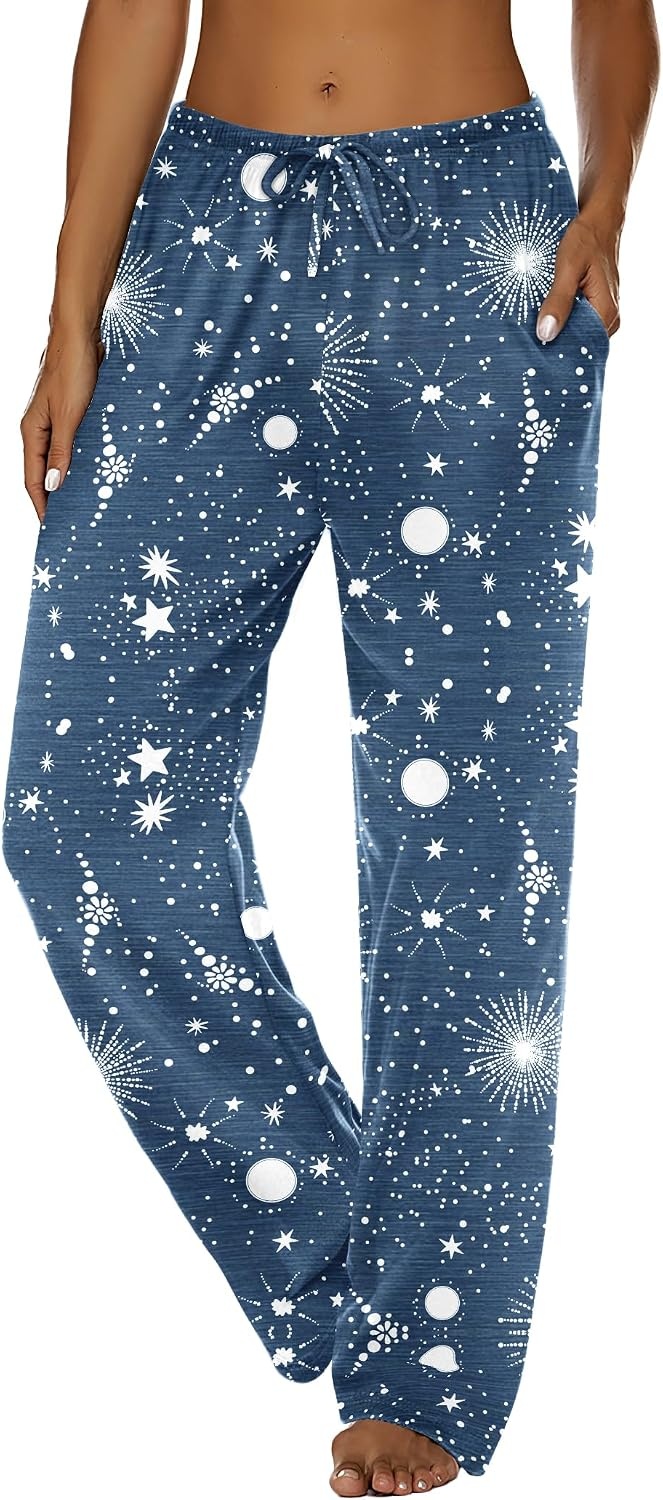 image:imageEkouaer Womens Pajama Pants Lounge Pants Soft Drawstring Pj BottomsBlue Starry Sky