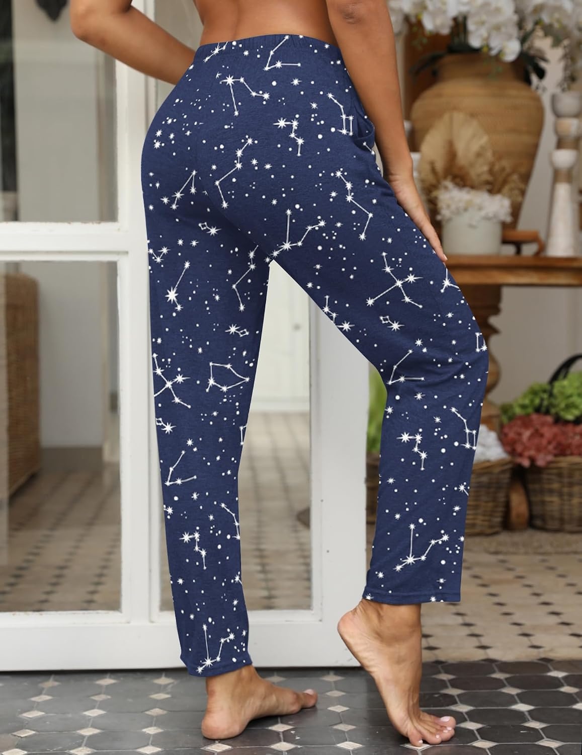 image:imageEkouaer Womens Pajama Pants Lounge Pants Soft Drawstring Pj BottomsBlue Stars