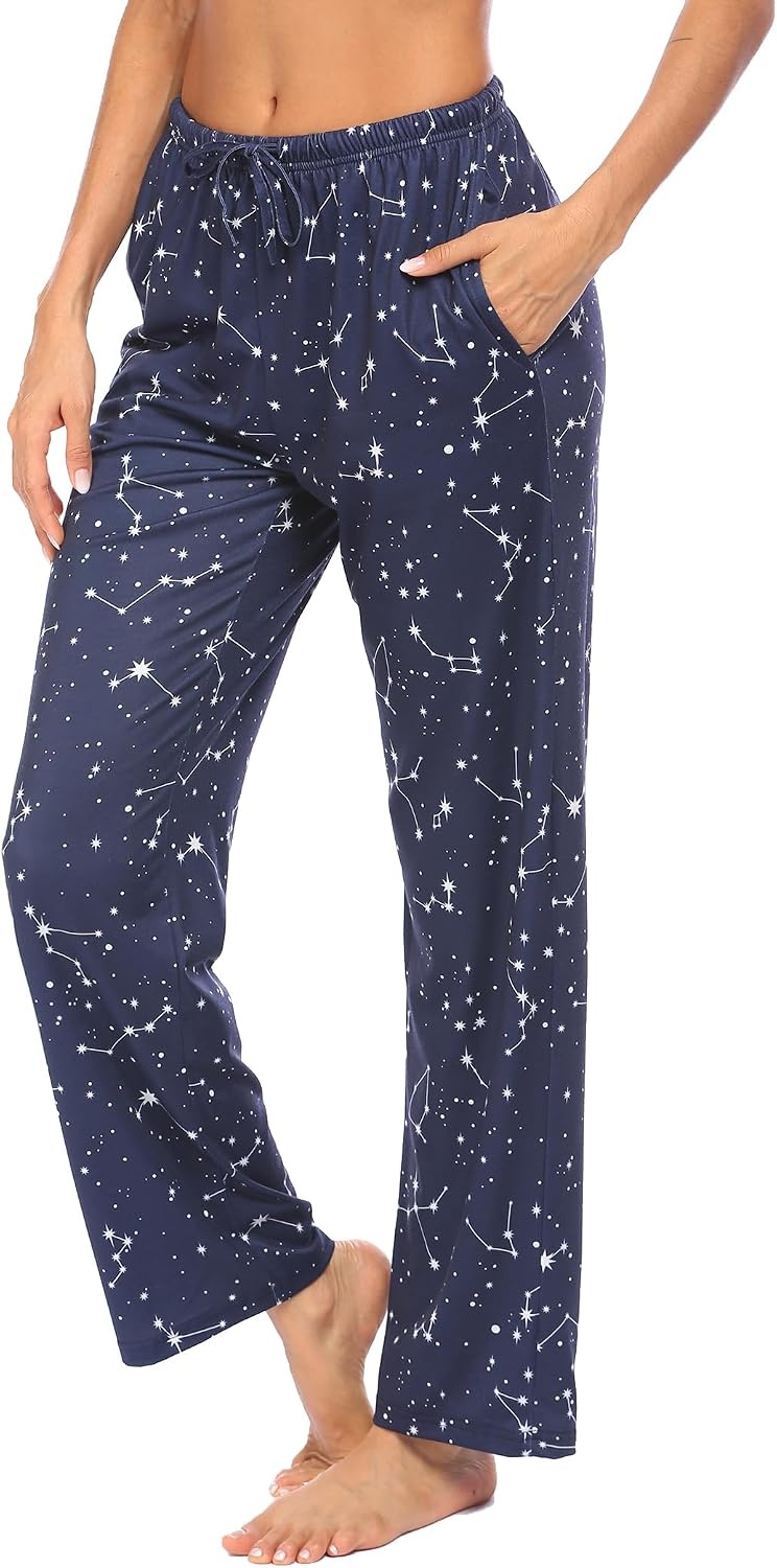 image:imageEkouaer Womens Pajama Pants Lounge Pants Soft Drawstring Pj BottomsBlue Stars