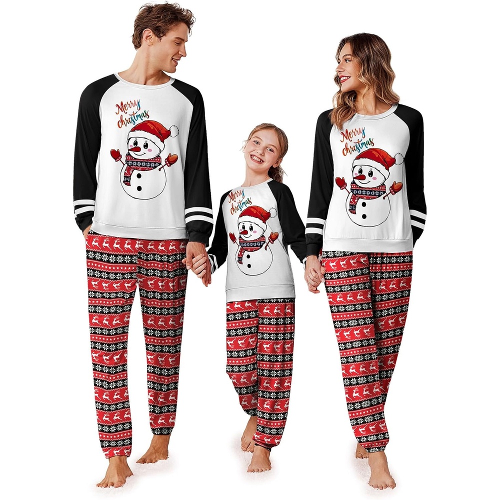 image:imageEkouaer Family Christmas Pajamas Matching Sets Cute Long Sleeve Couple PjsBlack Redsnowman