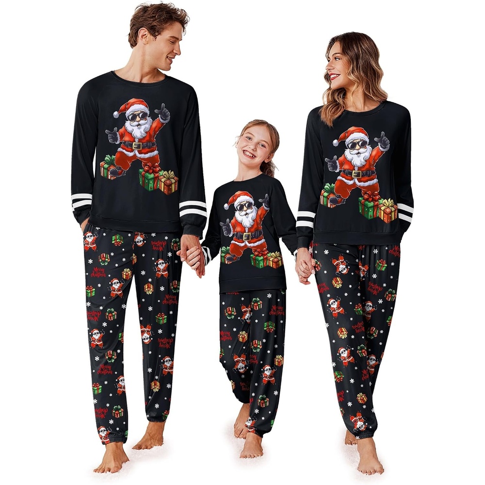image:imageEkouaer Family Christmas Pajamas Matching Sets Cute Long Sleeve Couple PjsBlacksanta