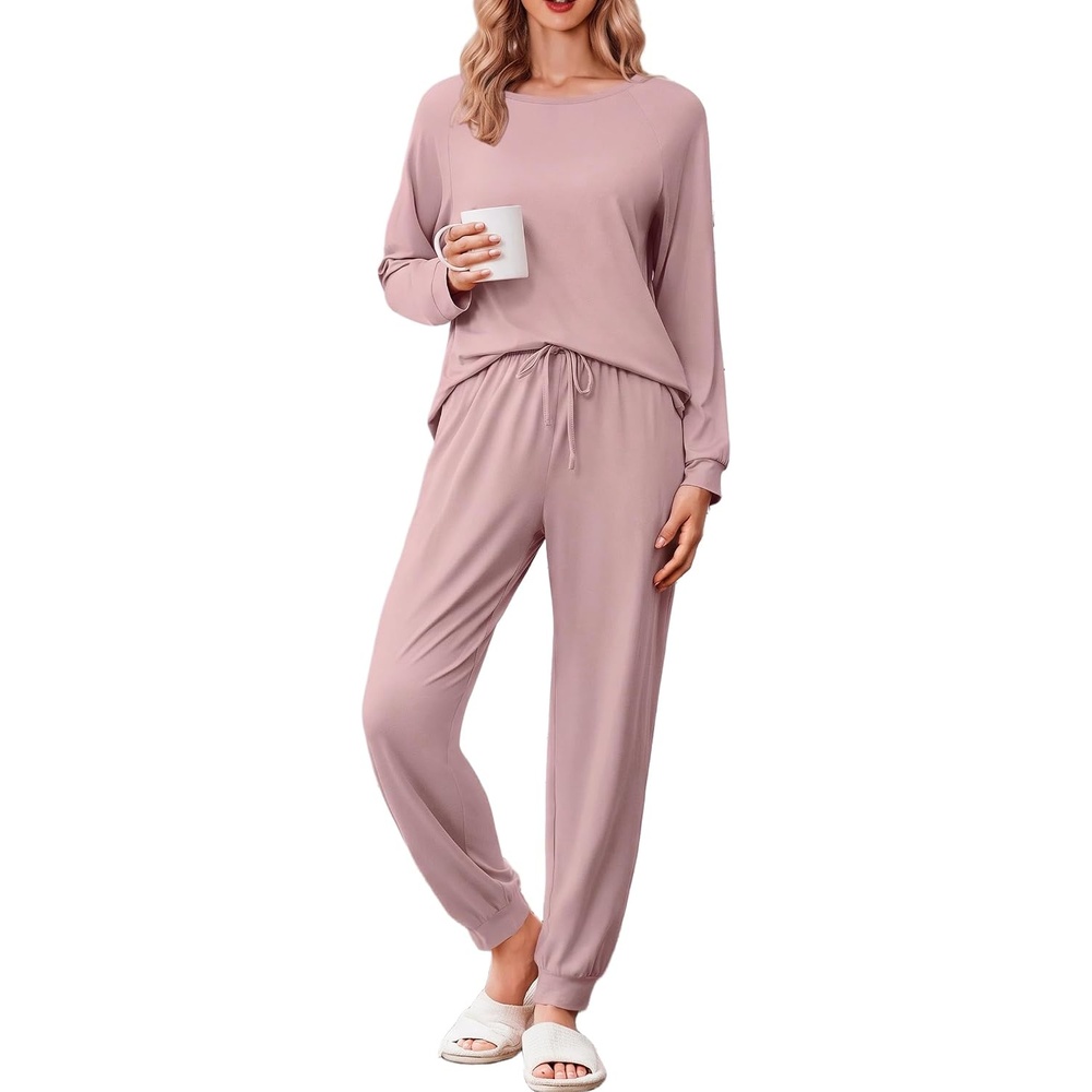 image:imageEkouaer Pajamas for Women Set Soft Lounge Sets 2 Piece Pj Sets with PocketsDusty Rose