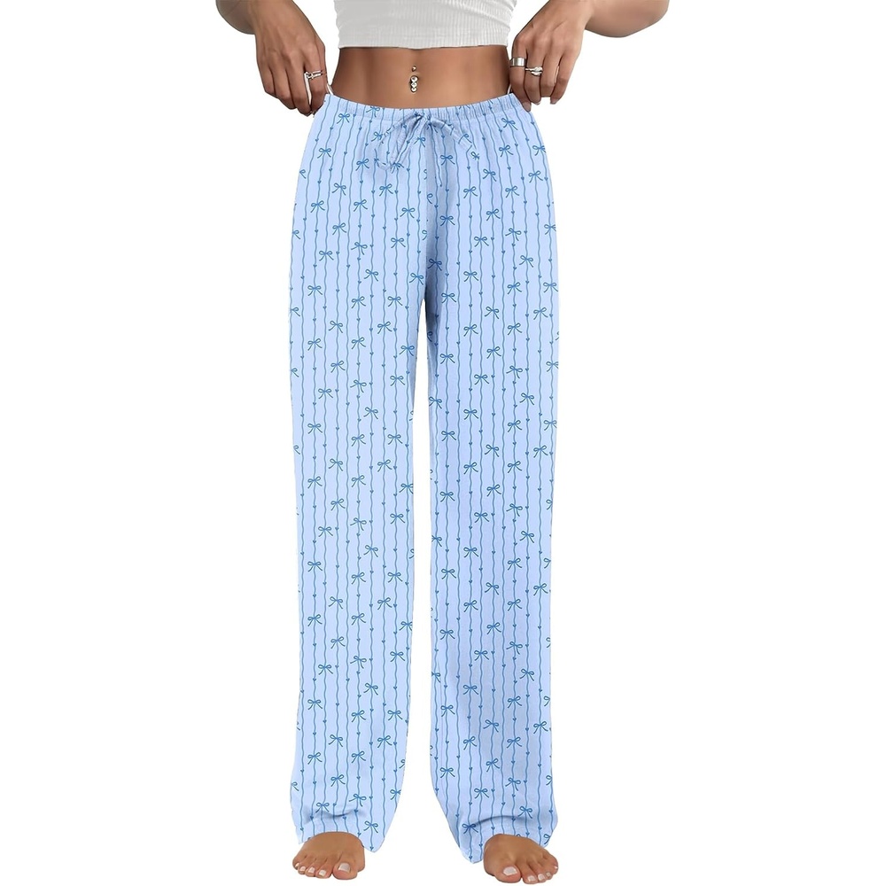 image:imageEkouaer Womens Pajama Pants Lounge Pants Soft Drawstring Pj BottomsBlue Bowknots