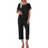 Ekouaer 2 Pack Womens Pajamas Sets Short Sleeve Tops and Capri Pants Pjs(Black  Polka Dots)