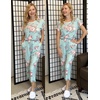 Ekouaer 2 Pack Womens Pajamas Sets Short Sleeve Tops and Capri Pants Pjs(Blue Flowers  Black Flowers)