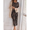 Ekouaer 2 Pack Womens Pajamas Sets Short Sleeve Tops and Capri Pants Pjs(Brown Flowers  Black)