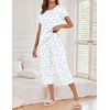 Ekouaer 2 Pack Womens Pajamas Sets Short Sleeve Tops and Capri Pants Pjs(Hydrangeas)
