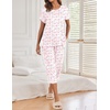 Ekouaer 2 Pack Womens Pajamas Sets Short Sleeve Tops and Capri Pants Pjs(Hydrangeas)