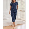 Ekouaer 2 Pack Womens Pajamas Sets Short Sleeve Tops and Capri Pants Pjs(Moon  Stars)