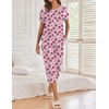 Ekouaer 2 Pack Womens Pajamas Sets Short Sleeve Tops and Capri Pants Pjs(Panting Roses)