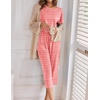 Ekouaer 2 Pack Womens Pajamas Sets Short Sleeve Tops and Capri Pants Pjs(Pink Stripe  Grey Stars)