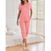 Ekouaer 2 Pack Womens Pajamas Sets Short Sleeve Tops and Capri Pants Pjs(Pink Stripe  Grey Stars)