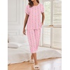 Ekouaer 2 Pack Womens Pajamas Sets Short Sleeve Tops and Capri Pants Pjs(Rabbit and Carrot)
