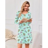 Ekouaer 3 Pack Long Sleeve Nightgowns for Women Casual Sleepwear Nightshirt(Beach moon pink Sheep)