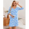 Ekouaer 3 Pack Long Sleeve Nightgowns for Women Casual Sleepwear Nightshirt(Beach moon pink Sheep)