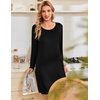 Ekouaer 3 Pack Long Sleeve Nightgowns for Women Casual Sleepwear Nightshirt(Black blue Green wine Red)