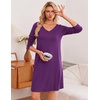 Ekouaer 3 Pack Long Sleeve Nightgowns for Women Casual Sleepwear Nightshirt(Black blue purple)
