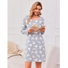 Ekouaer 3 Pack Long Sleeve Nightgowns for Women Casual Sleepwear Nightshirt(Black cat Print dinosaur Print)